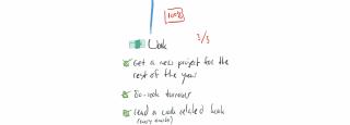 A written and drawn note of Bram's house related goals for 2019