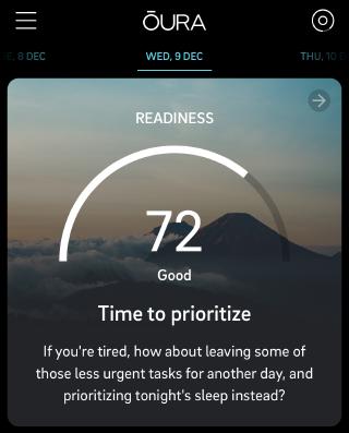 A screenshot of the Oura Ring app telling Bram to take it easy.